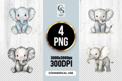 Cute Baby Elephant Illustration Clipart Sublimation PNG Product Image 1