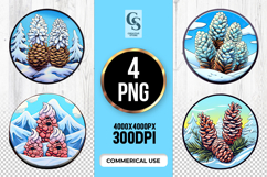 Snow Pine Cones Clipart Sublimation PNG Product Image 1