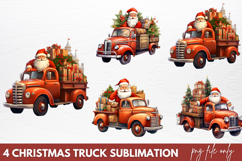 Christmas Truck Sublimation Clipart PNG Product Image 1