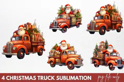 Christmas Truck Sublimation Clipart PNG Product Image 1