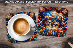Dog Coaster Sublimation, 4th Of July Coaster PNG Product Image 1