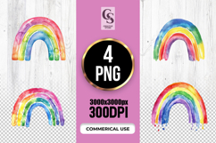 Vibrant Rainbow Watercolor Clipart PNG Product Image 1