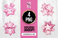Kawaii Pink Glitter Star Clipart Sublimation PNG Product Image 1