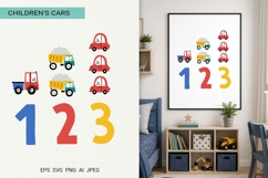Cute Car Numbers Poster for Kids | EPS SVG PNG JPG Product Image 1