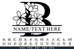 Wildflowers Monogram Alphabet Split Letters Font SVG Files Product Image 1