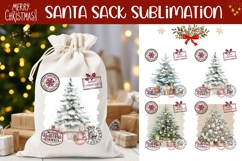 Watercolor Christmas Tree Santa Sack, Winter Sublimation Product Image 1