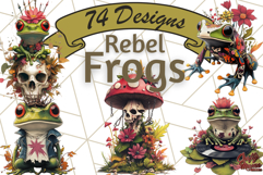 Floral Punk Frogs PNG - Neon Grunge Amphibians Clipart Product Image 1