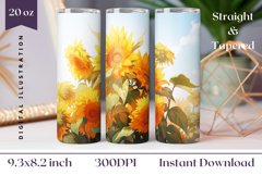 Watercolor Sunflower Tumbler Wrap, Fall Sublimation Design Product Image 1
