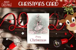 Pink Christmas Greeting Card, Cartoon Ballerina Card Product Image 1