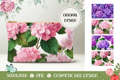Hydrangea Cosmetic Bag, Summer Flowers Cosmetic Bag Print Product Image 1
