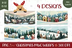 Christmas Village Mug Wrap Design, Christmas House Mug Product Image 1