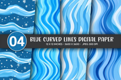 Blue Curved Lines Digital Paper Product Image 1