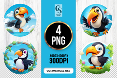 Cute Toucan Bird Clipart Sublimation PNG Product Image 1