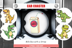 Car Coaster Milk Box with Straw Product Image 1