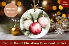 Watercolor Christmas Balls Ornament, Winter Ornament Design Product Image 1