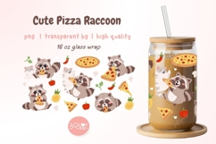 Cute Pizza Lover Cute Raccoon Can Glass Wrap PNG Libbey Product Image 1