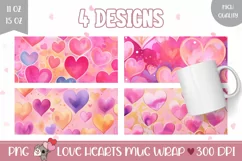 Colorful Love Hearts Mug Designs, Love Mug Sublimation Product Image 1