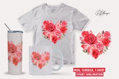 Watercolor valentine day rose heart clipart sublimation Product Image 1