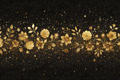 Ornate Gold Floral Border - Luxurious Black Glitter Design Product Image 1