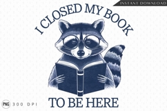 Raccoon Reading Book Design Sublimation PNG Product Image 1