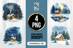 Cozy Winter Cabin Clipart PNG Product Image 1