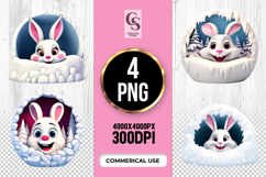 Cute Snow Bunny In Igloo Clipart Sublimation PNG Product Image 1