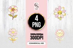 Cute Pastel Flower Illustration Clipart Sublimation PNG Product Image 1
