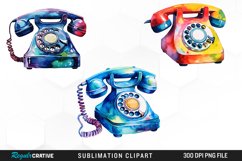 Watercolor Rotary Telephone Sublimation PNG Clipart Product Image 1