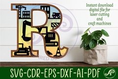 Construction Large R wall Letter 3 layer sign Product Image 1