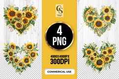 Sunflower Heart Floral Clipart Sublimation PNG Product Image 1