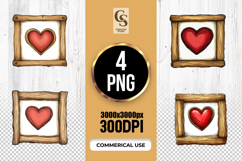 Rustic Wood Frame Heart Illustration Clipart Sublimation PNG Product Image 1