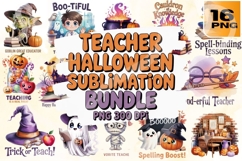 Trick or Teach Halloween Teacher Quotes PNG Pack Product Image 1