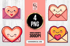 Cute Heart Envelope Letter Clipart Sublimation PNG Product Image 1