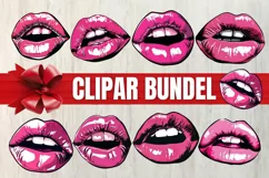 Watercolor Lips Clipart, Red Lips kiss, PNG, Pink Lips Clip Product Image 2