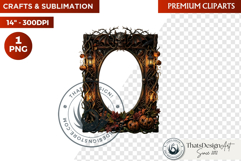 Harvest of Haunts Halloween Gothic Frame PNG, autumn clipart Product Image 1