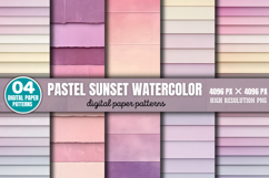 Pastel Sunset Watercolor Background Bundle PNG Product Image 2