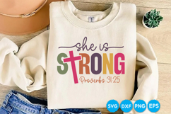 She Is Strong Proverbs quotes Christian SVG Design Product Image 1