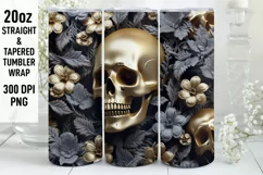 3D Skull Flowers Tumbler Sublimation Wrap | 3D Tumbler wrap Product Image 1