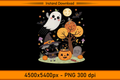 Cute Christmas Ghost and Witch Pumpkin Scene PNG Product Image 1