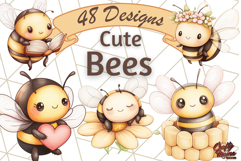 Cute Bee Clipart PNG, Adorable Bumblebee Illustrations Product Image 1