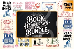 Hand-Drawn Book Lover PNG Bundle Product Image 1