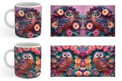3D Owl and Flowers Mug Wrap | Sublimation Coffee Cup Product Image 6