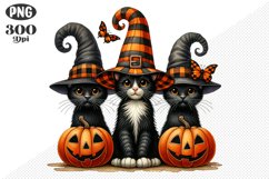 Halloween Cat And Pumpkin Sublimation - Clipart PNG Design Product Image 1