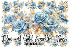 Blue and Gold Sparkling Roses clipart Product Image 1
