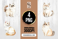 Cute Cat Watercolor Illustration Clipart Sublimation PNG Product Image 1