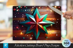 Wooden Merry Bright message and star Cutting Board PNG Product Image 1