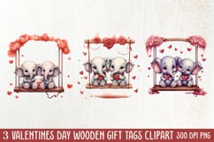 Valentine Animal On Swings Clipart, Valentine Animal Clipart Product Image 1