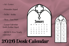 2026 Printable Desk Calendar - Gothic Product Image 1