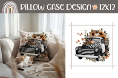 Fall Truck Pillow Sublimation, Pumpkins Pillow Template Product Image 1