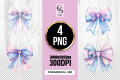 Pastel Butterfly Bow Watercolor Clipart Sublimation PNG Product Image 1